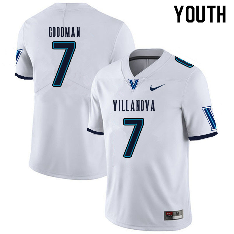 Youth #7 Jalen Goodman Villanova Wildcats College Football Jerseys Sale-White